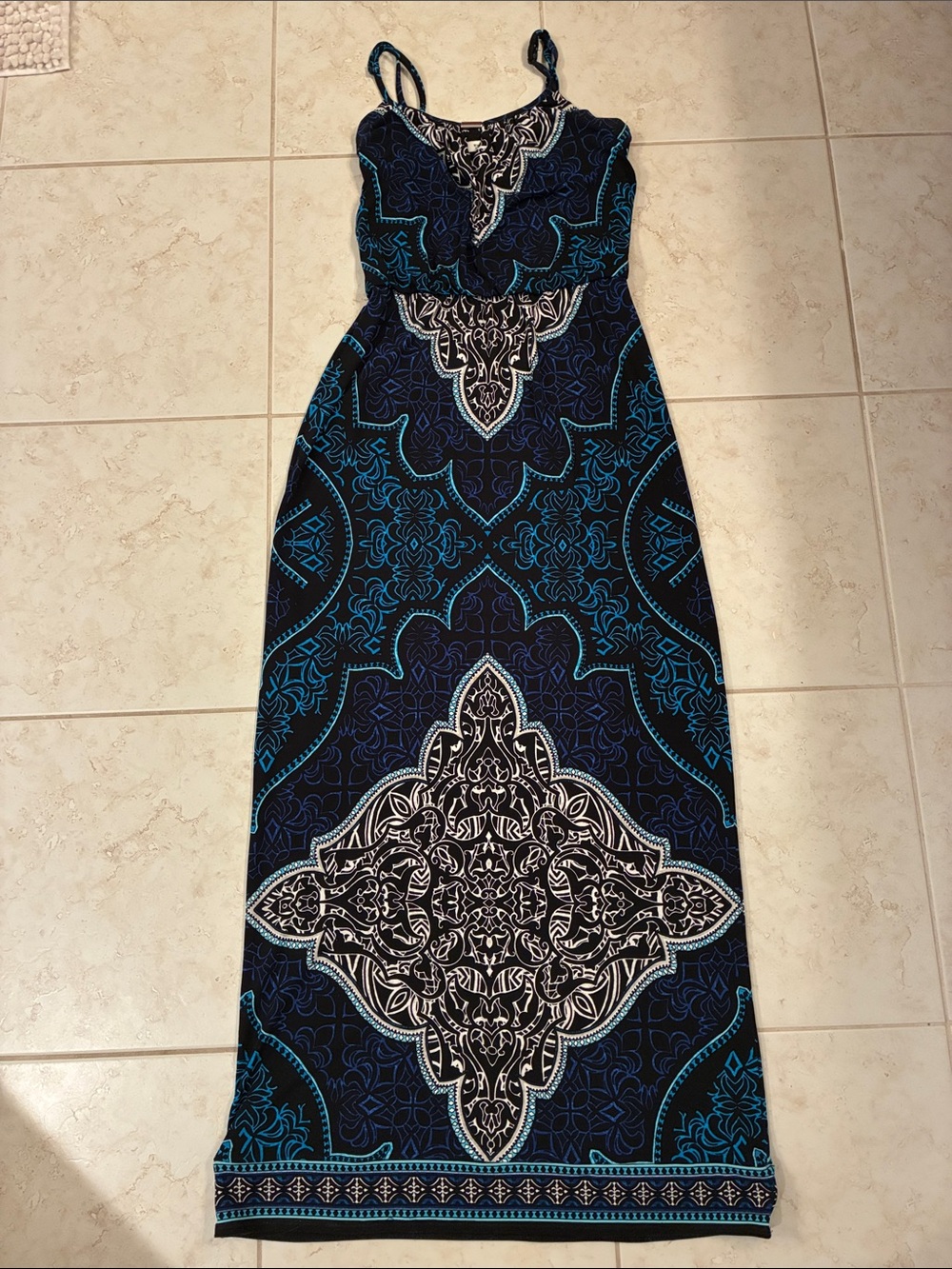White House Black Market Navy, Black & White Paisley Maxi Dress